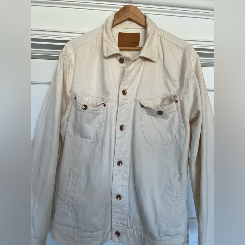 Taylor Stich Jean Jacket Size 44  - Long Haul Jacket in Natural Organic Selvage